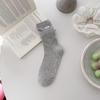 Women's Ballet-Style Mid-Calf Cotton Socks, Spring/Summer Collection, White with Cute Bow Embroidery, Miu Style.