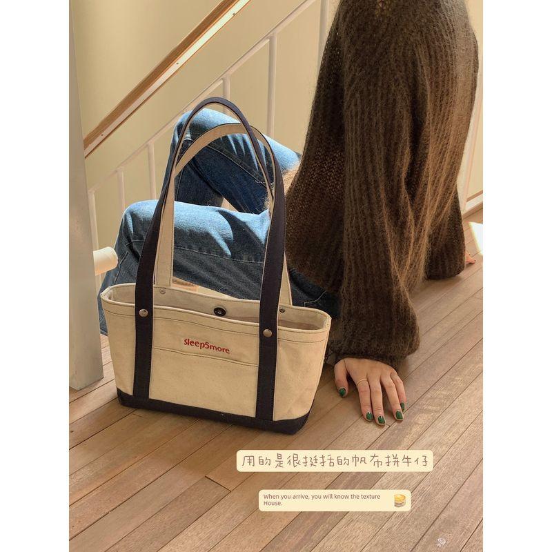 

Bag Women s Niche Style Shoulder Denim Canvas Tote Bag Denim spell canvas 5-7 days