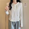 Tight T-shirt for Women Long-sleeved Fall and Winter New Hooded Shoulder Waist Slimming Base Shirt