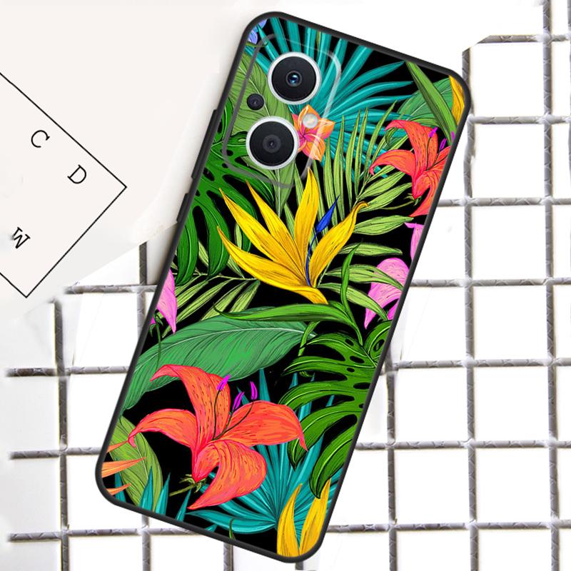 Tropical Leaf Pattern Phone Case For OPPO Reno 8T 7 8 Lite 14F 14 13 12 11 F 10 Pro OPPO Find X8 X6 X5 Pro Cover