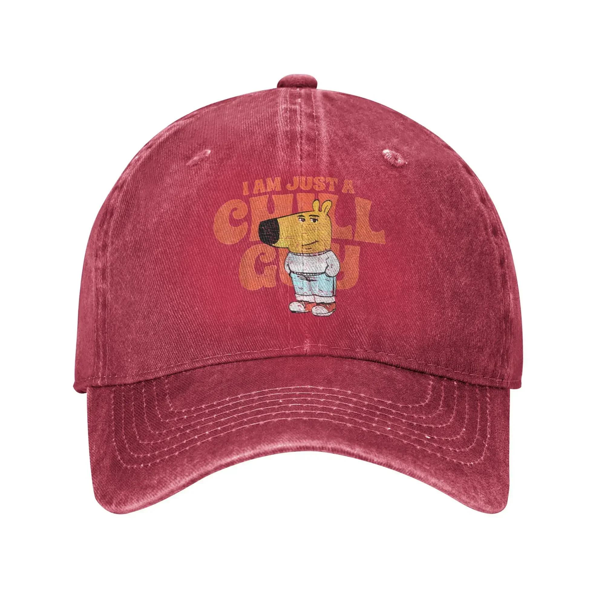 Im Just A Chill Guy Funny Meme Unisex Women Baseball Cap My New Character Distressed Denim Hat Outdoor Running Adjustable Headwear Adjustable