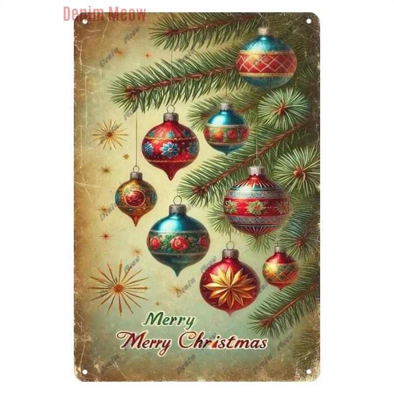 Vintage Merry Christmas Metal Tin Sign, Retro What A Wonderful World Girl, Wall Poster Jingling Bell, Home Decoration, WY297