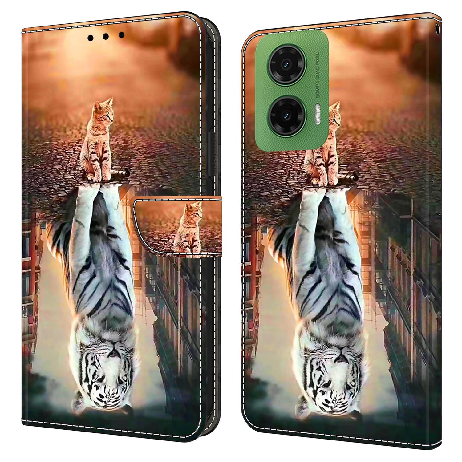 

For Motorola Moto G35 5G Case Magnetic Clasp 3D Pattern Leather Wallet Phone Cover P