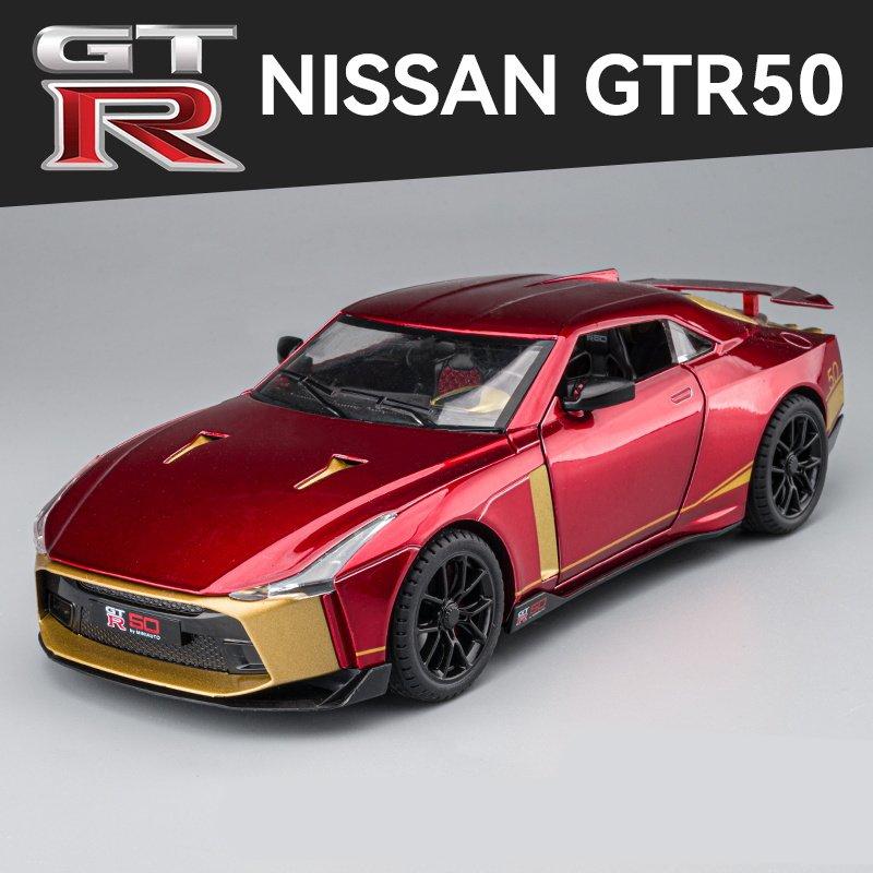1/24 Niaasn GTR 50 Alloy Sports Car Model Diecasts Metal Toy Race Car Model Sound and Light Simulation Collection Childrens Gift