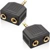 Mobi Lock 2pcs 3.5mm Headphone Y Splitter 1 Male to 2 Female Audio Jacks for Media Players and Audio Devices Allows Two People to Listen to 1 Sound