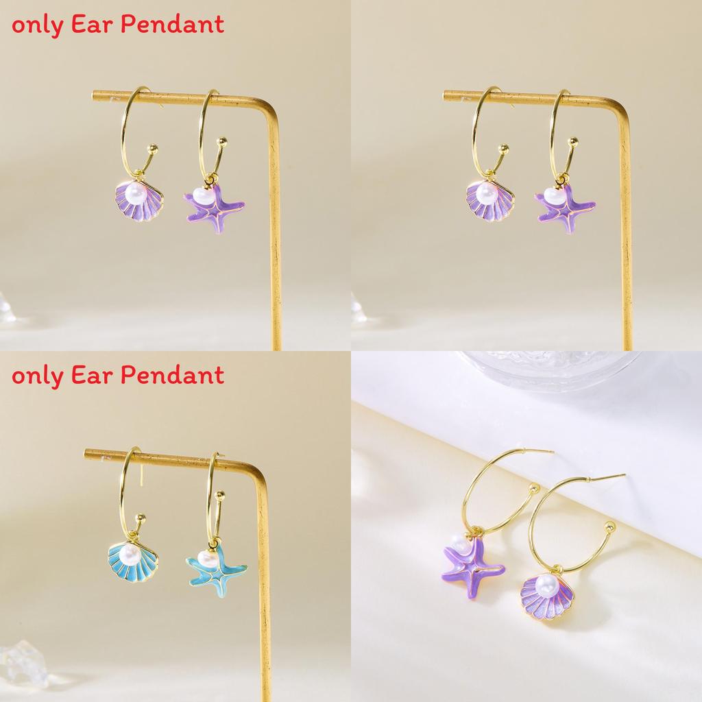 New Summer Shell Pearl Earrings For Women With Electroplated Alloy And Natural Style