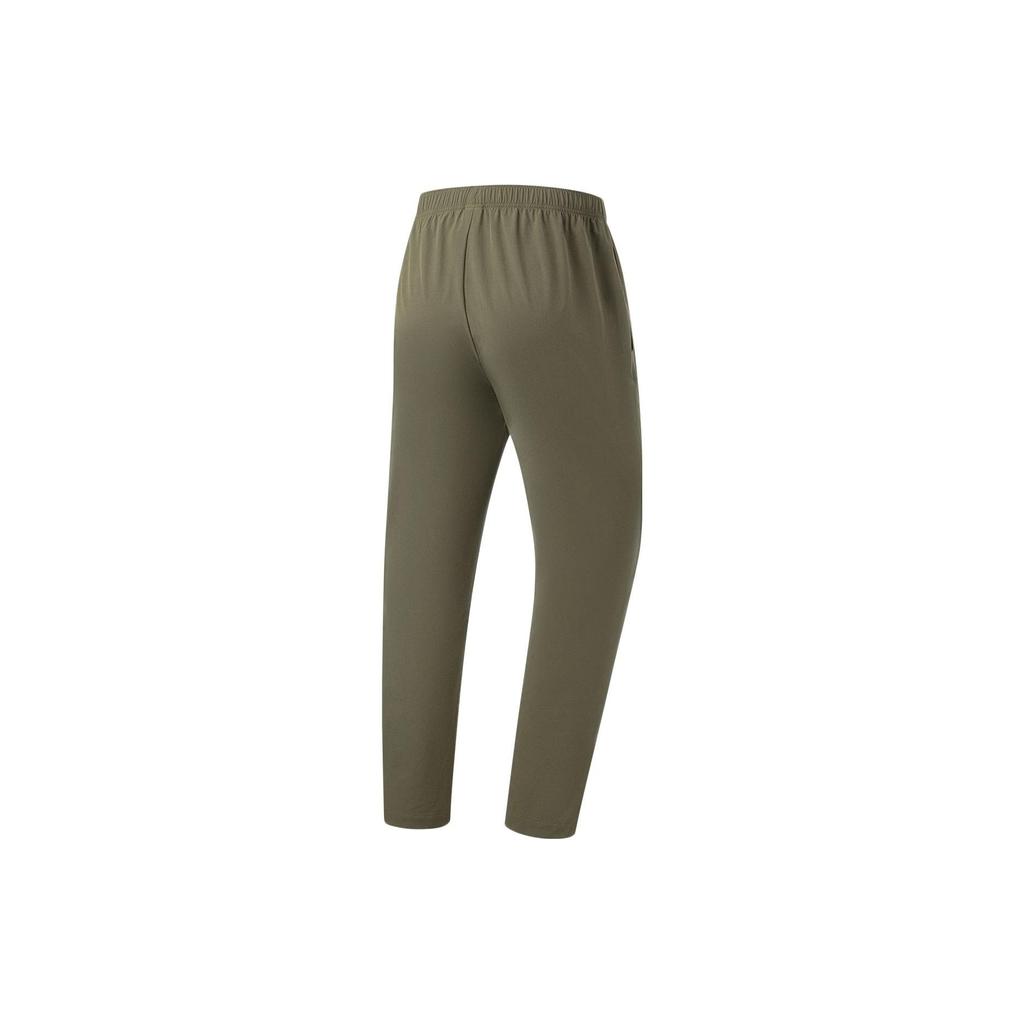 Li-Ning Fitness Series Solid Color Logo Elastic Waist Straight Leg Quick Dry Knitted Sports Pants Men pants Military-Green AYKT205-3