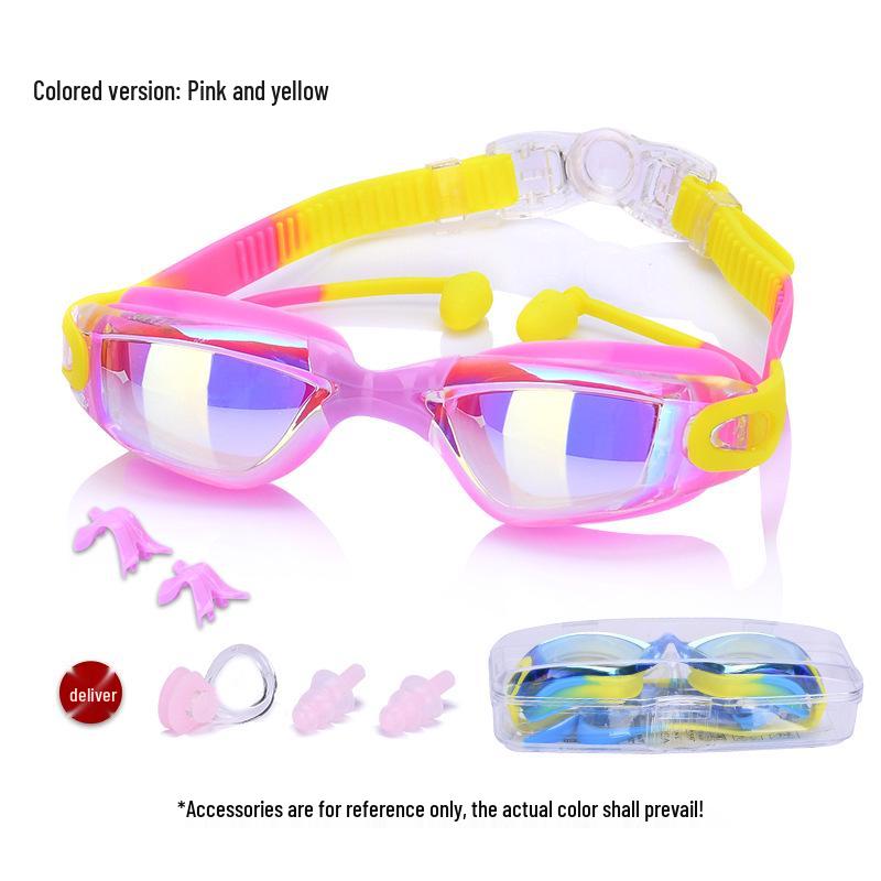 2025 Silicone Children's Waterproof Anti-Fog Swimming Goggles with Electroplating High-Definition Lenses
