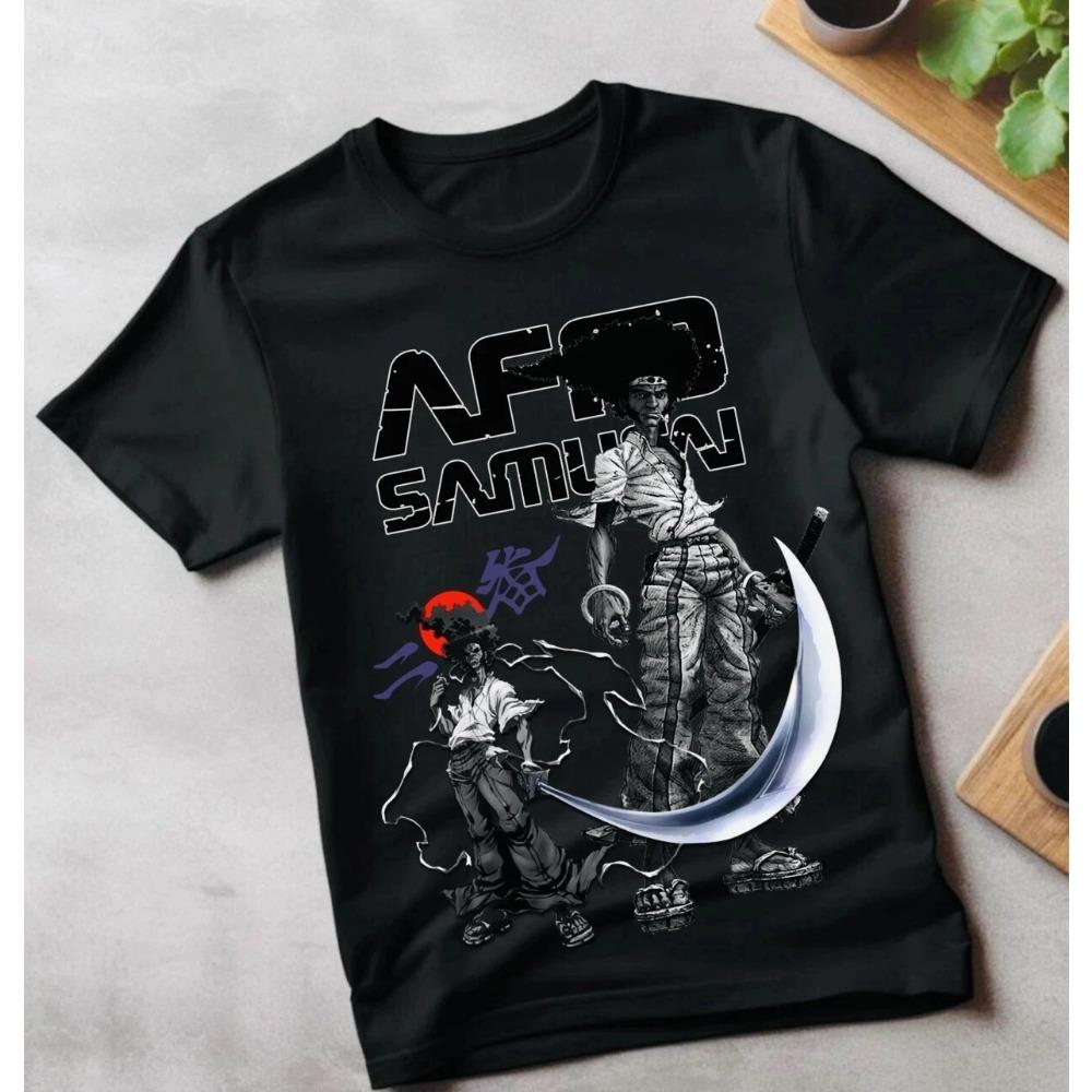 Summer Hot Selling Afro Samurai Unisex T-shirt Afro Samurai Japanese Ninja Anime Manga, Men s Round Neck Short Sleeved Shirt 4XL