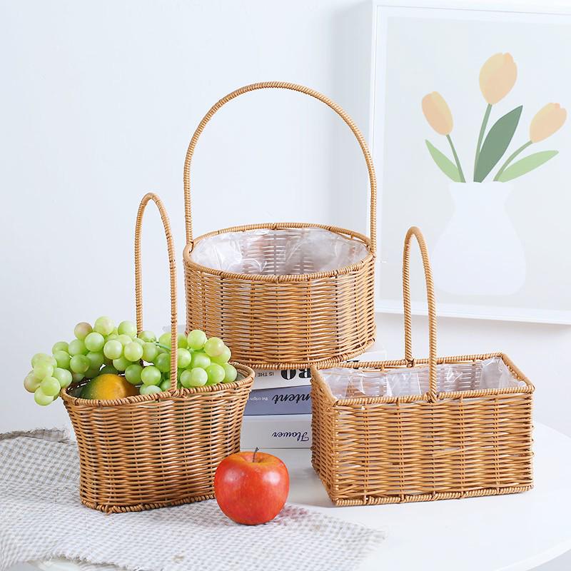 Handwoven Rattan Basket: Fruit, Picnic, Flower Tote for Festivals & Decor