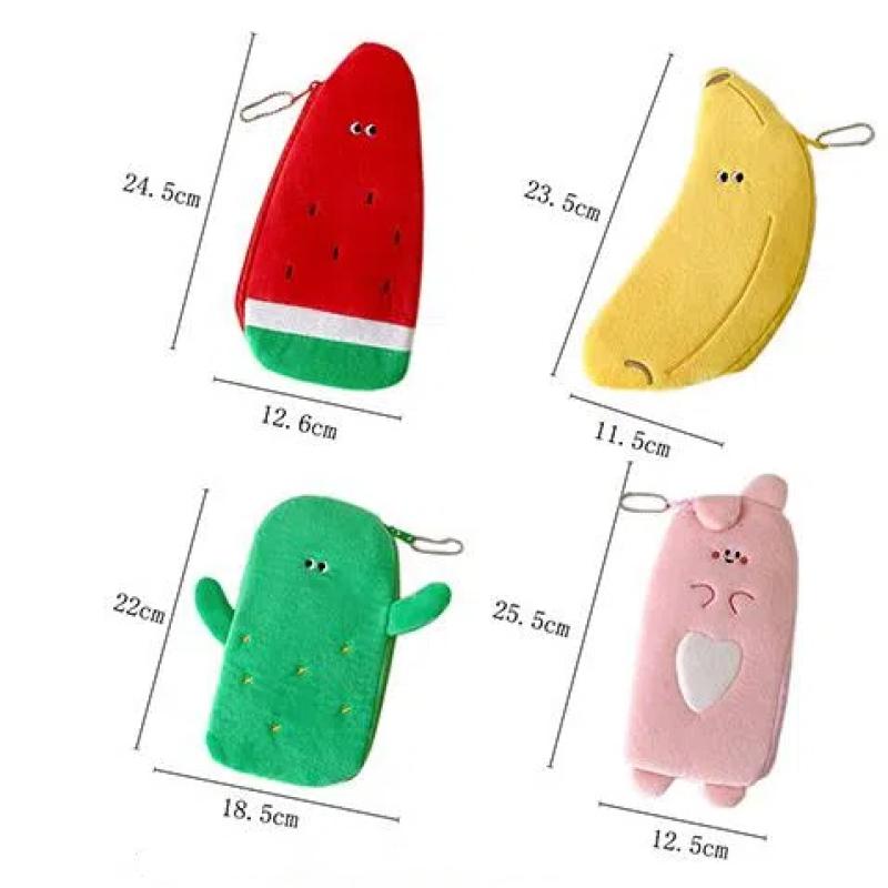 Cartoon Niedlich Plüsch Frucht Tier Federmäppchen Kreativ Kawaii Plüschpuppe Schreibwaren Aufbewahrungszubehör Kosmetiktasche Schreibwaren