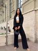 European and American Style 2024 Autumn Solid Color Two-Piece Set: Lapel Shirt & Casual Pants