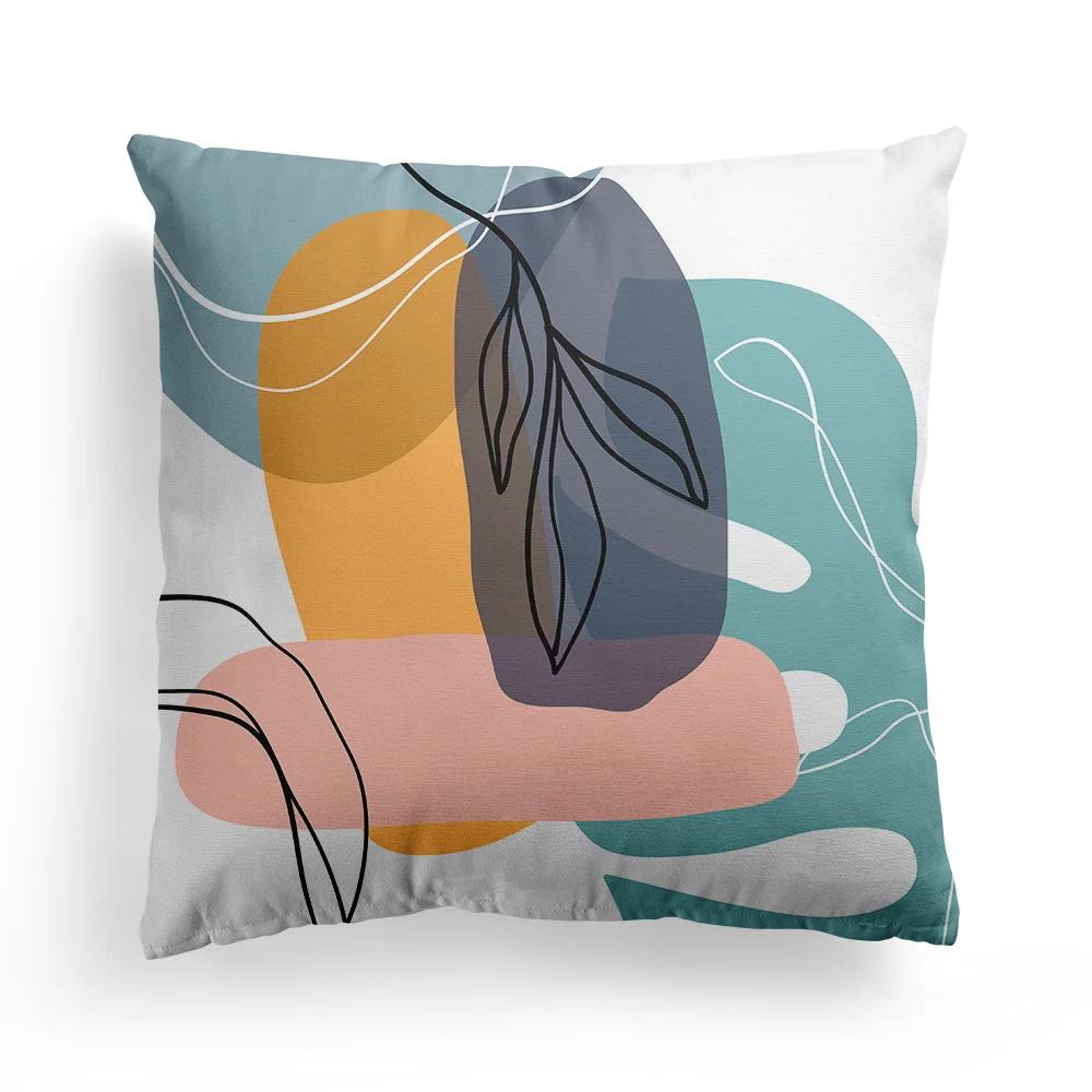 Nordic Abstract Art Print Pattern Cushion Cover Home Living Room Sofa Decoration Square Polyester Pillow x