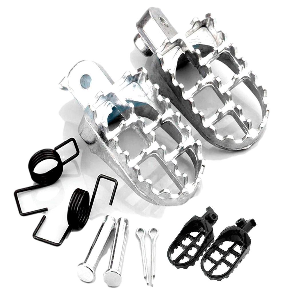 S.fields.inc Motorcycle Wide Foot Pegs Wide Foot Rest Left and Right Set Outside General Purpose (Silver)