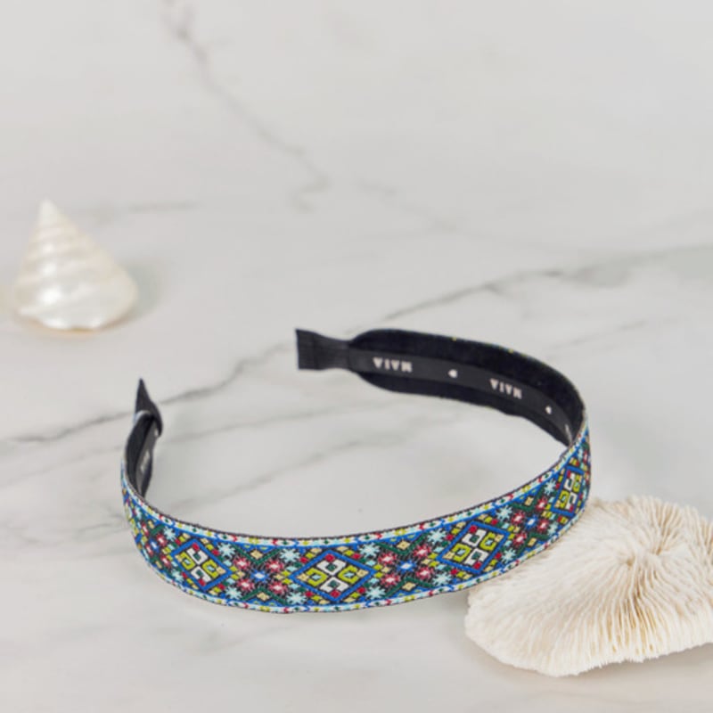 

МАЙЯ Повязка на голову с ромбовидным узором P Blue