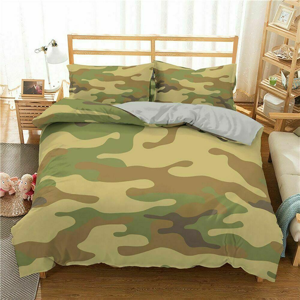 Camouflage Duvet Cover Set, Camouflage Concept Concealment Artifice Hide Force Uniform Pattern Fashion, 3 Piece Bedding Set