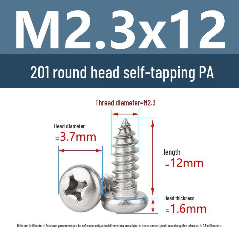 Yigu Yigu 201 Stainless Steel Phillips Round Head Self-Tapping Screws M1.7-M6