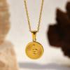 Square Fashion Pendant High Temperature Electroplated Fade Resistant Titanium Steel Necklace