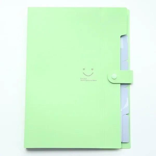 1 PCS A4 Letter Size Jelly Color 5-index Expending File Folder Office Supplies Student Stationary Smile Printing Organizer