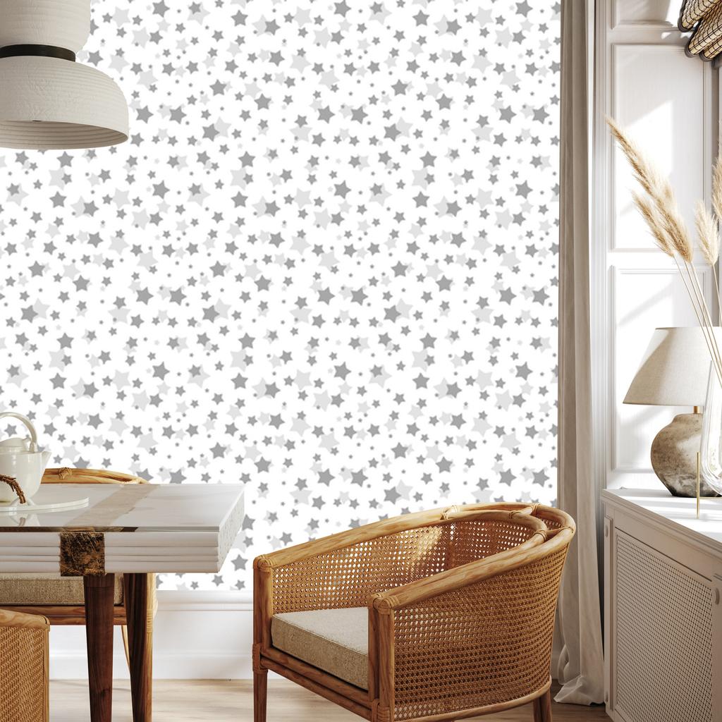 Stars wallpaper in shades of gray for living room and bedroom 50x1000