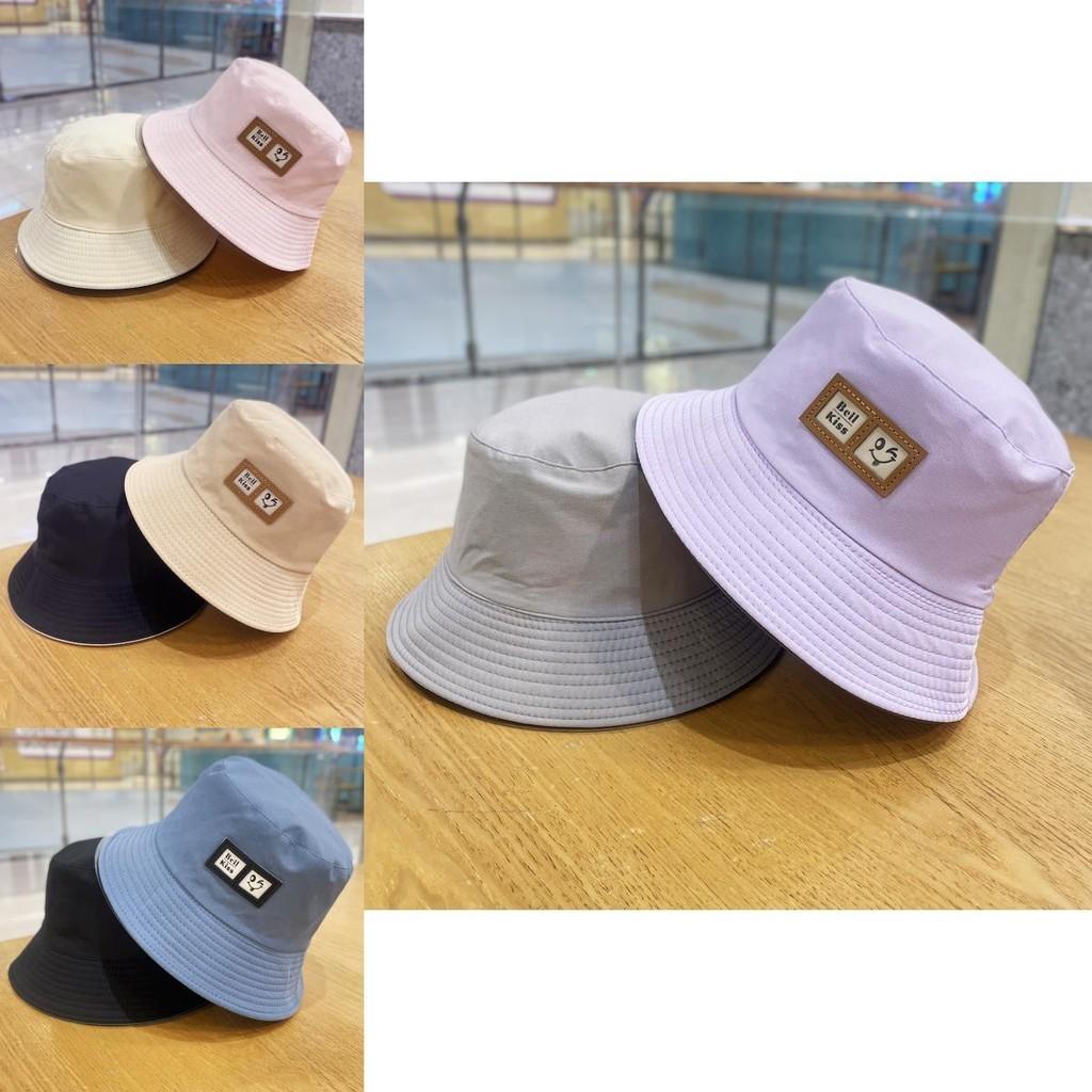 Cute Smiley Double-sided Fisherman Hat Women Summer Sunscreen Alphabet Basin Hat Men Students Versatile Sun Hat