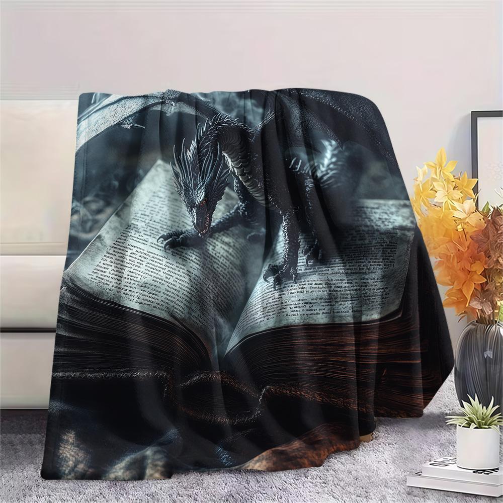 Winged Dragons Print Flannel Blanket, High quality Comfortable for All Seasons, Home Decor, Warmth and Comfort