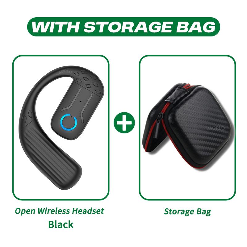

VAORLO Открытая беспроводная гарнитура Bluetooth 5.4 Вращение на 180° Регулируемая левая правая ухо Универсальные наушники с микрофоном Спорт Бизнес Музыка Заушный крючок Black With Bag