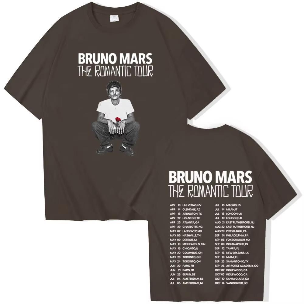 

Bruno Mars The Romantic Tour Cotton Printed T-shirt Man Woman Harajuku Oversized Short Sleeve O-neck Casual Shirt Gifts 3XL