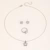 Elegant Square Cubic Zirconia Jewelry Set Necklace Earrings Ring Quadrilateral Rhinestone Three Piece Suite For Women