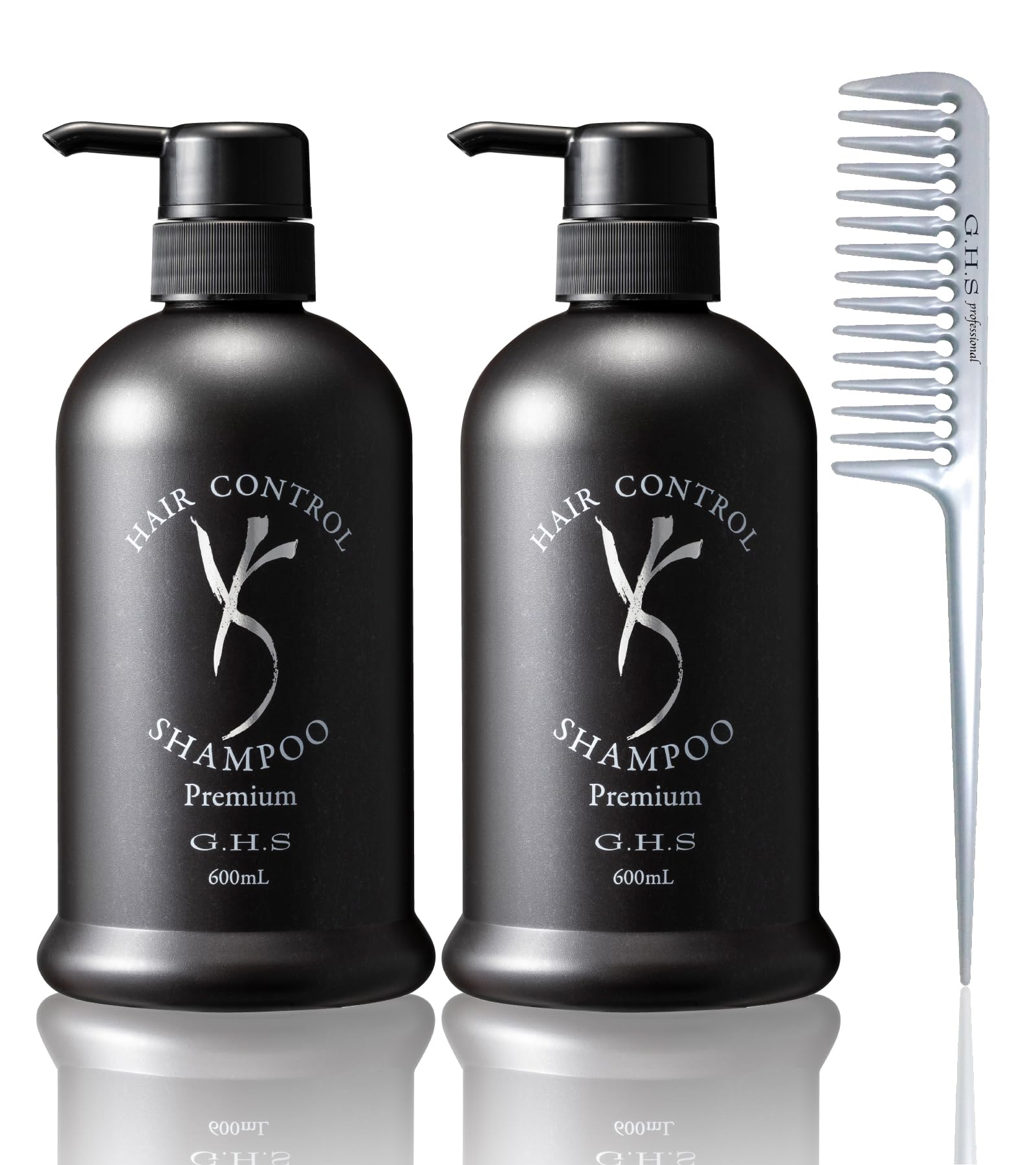 

G.H.S. Hair Control Shampoo Premium 600mL x 2 + Platinum Comb [WEB Limited Edition] Professional grade Luxurious washing sensation with collagen foam