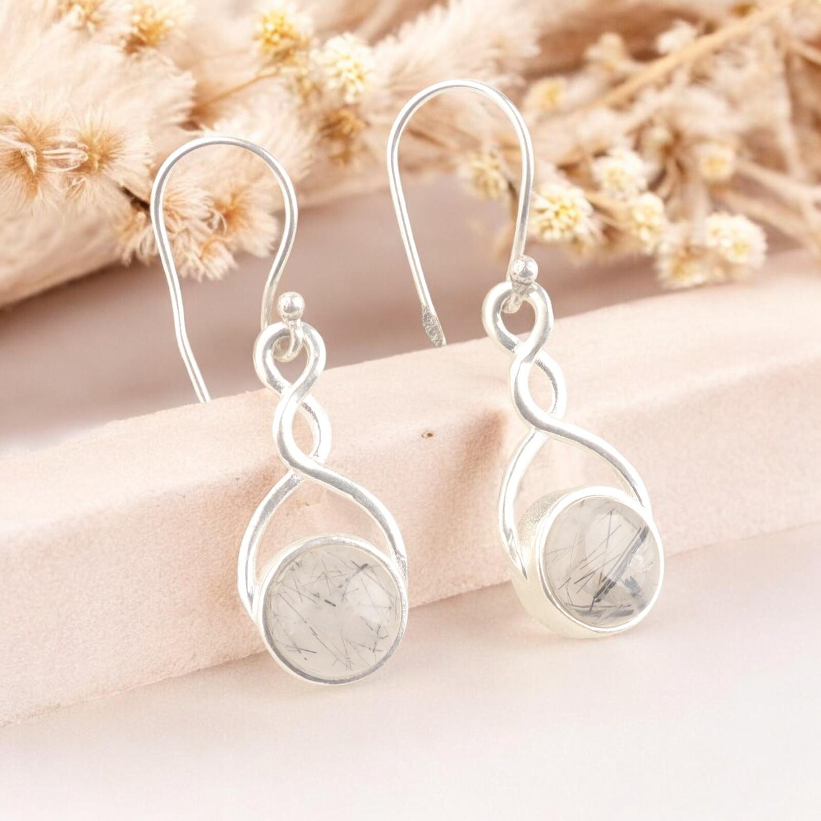 

Genuine Black Rutile 925 Sterling Silver Jewelry Earrings For Anniversary Gift CE-15-29