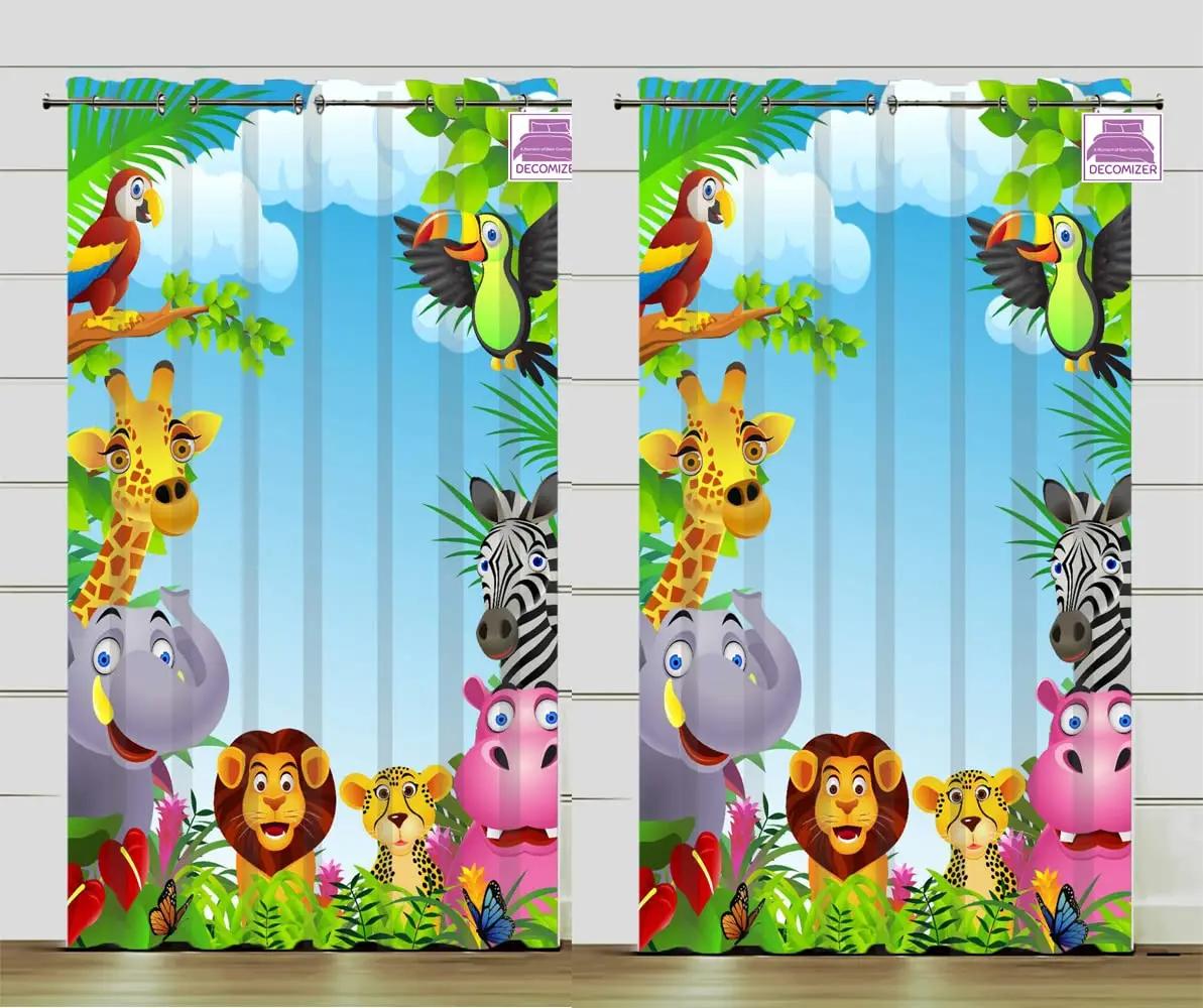 

ABCD Alphabet Printed Drapes for Kids Room Blinds Window Living Area Room Kitchen Treatment Ready Made Small Window Drape Various Pattern Design W55 X H120cm X 2&HOOK