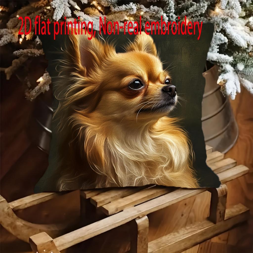 Double Sided Modern Chihuahua Dog Print Soft Throw Pillow Cover For Home Living Room And Sofa Bedroom Decoration