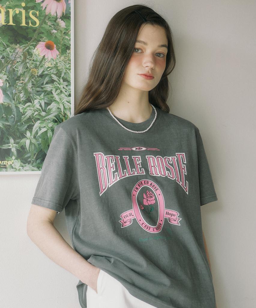 OURHOPE Bell Rose T-Shirt - Dark Gray