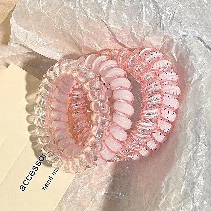 Set Spiral Hair Ties Purple Blue Color Telephone Cord Scrunchies Elastic Hair Band Sweet Cute Women Hair Accessories