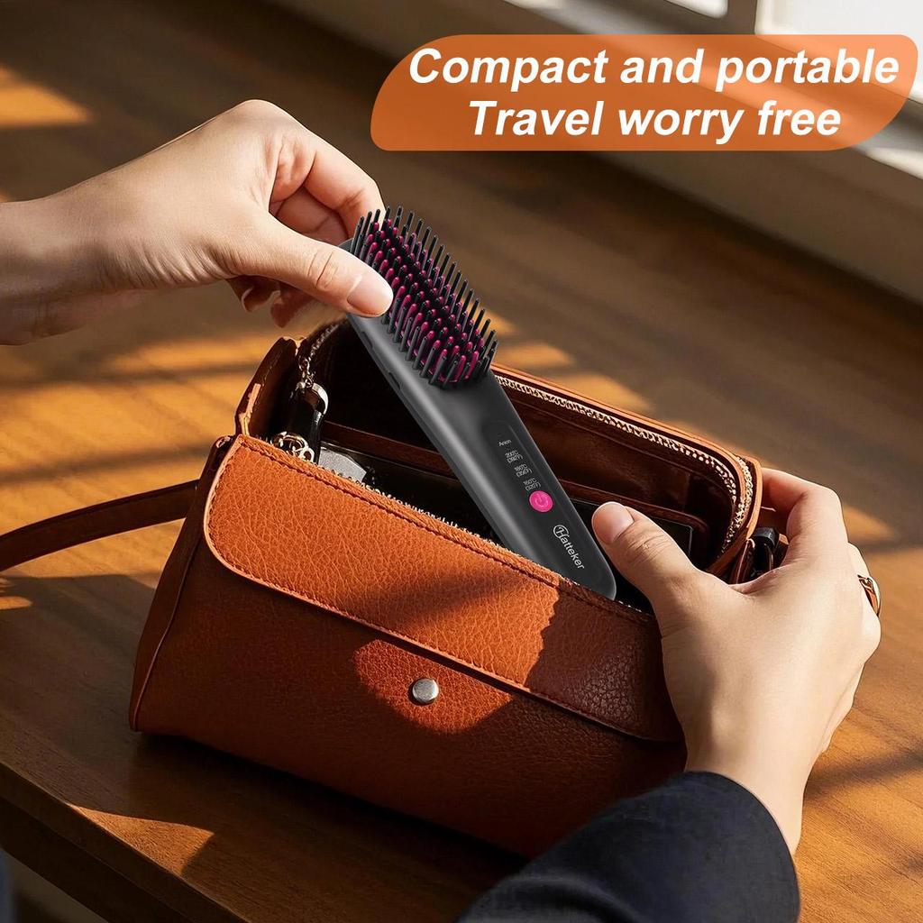 Portable Home Use Negative Ion Straightening Brush Comb - Multiple Temperature Settings for Smooth & Damage-Free Hair