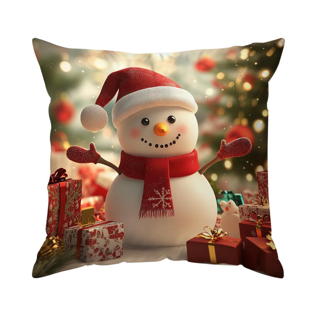 Christmas theme Cushions Pillowcase Polyester Cushion Cover Throw Pillow Pillowcover Home Sofa Decor 4PCS