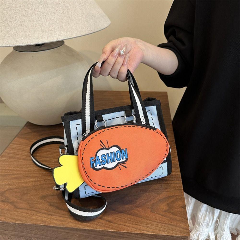 

Nylon Carrot Bag Canvas Cartoon Crossbody Bag Simple 2D Anime Tote Bag Travel