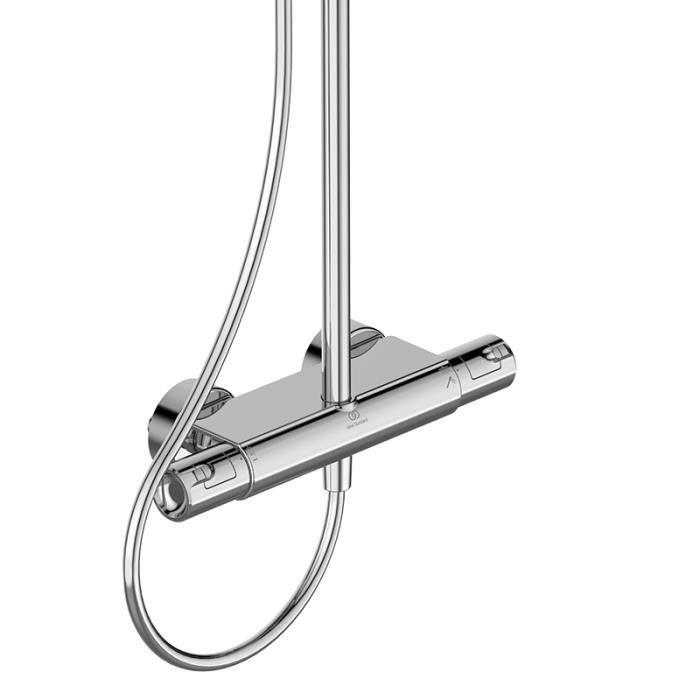 Colonne de douche thermostatique avec tablette - CERATHERM T50 - Pomme de tête 20 cm + Douchette 11 cm 3J - Ideal Standard
