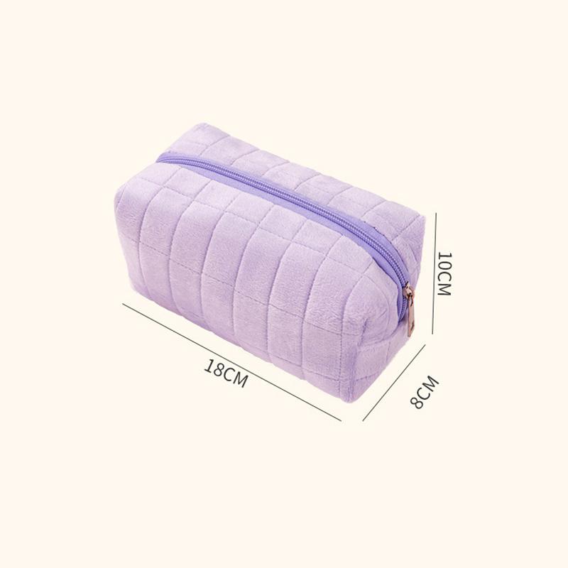 Solid Fur Cosmetic Storage Bag Large Women Zipper Makeup Organizer Handbag Stationery Pencil Case Travel Make Up Toiletry Punch