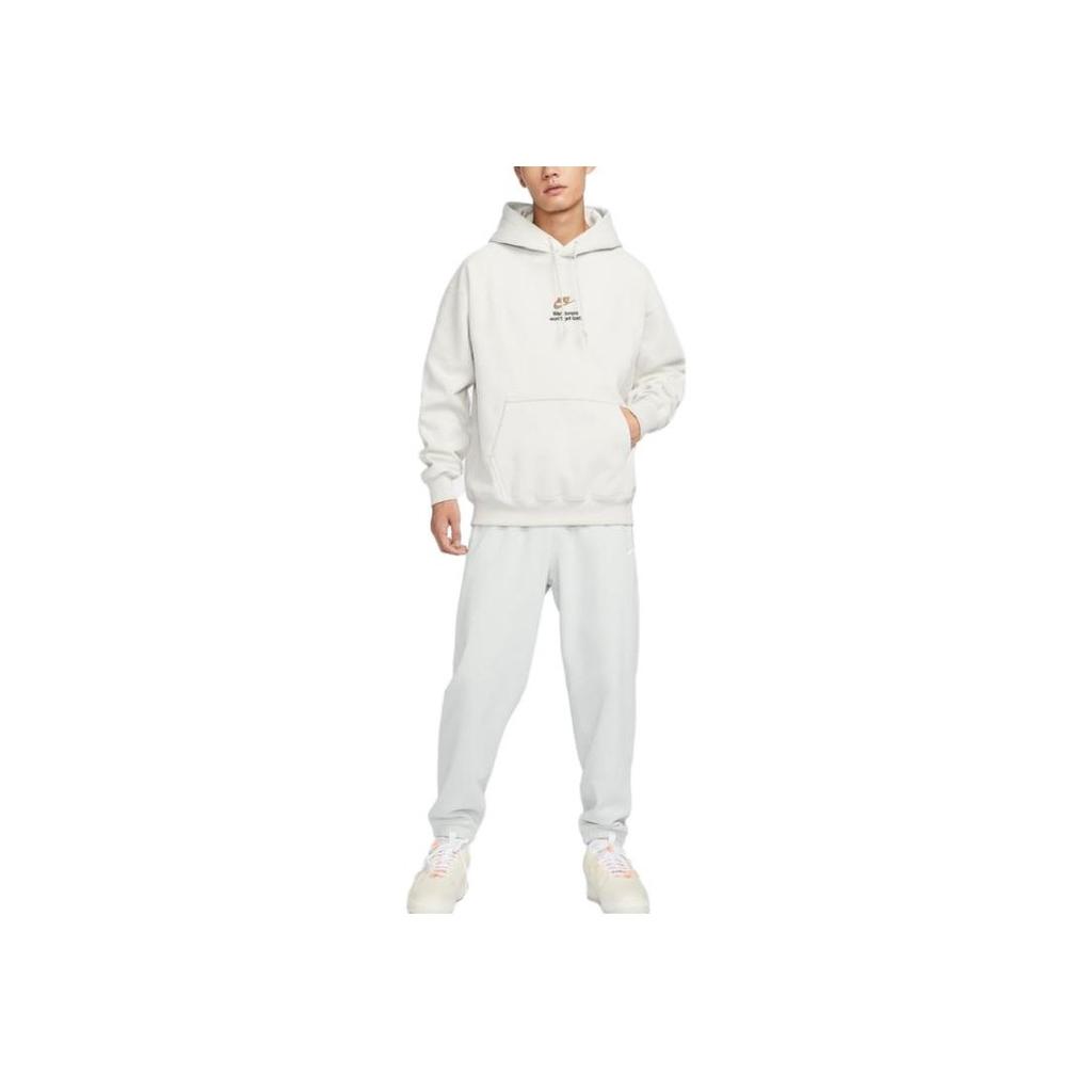 Nike Embroidered Letter Logo Hoodie With Fleece Lining Men Hoodie Light-Bone FV4024-072
