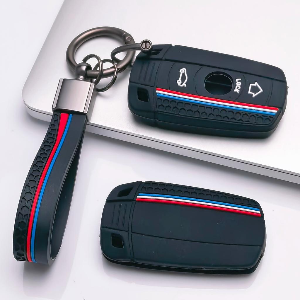 Key Fob Cover for BMW X1 X3 X4 X5 X6 M5 M6 with Keychain Anti-Scratch Guard Shockproof Protection Soft Grip Texture Responsive Button Touch