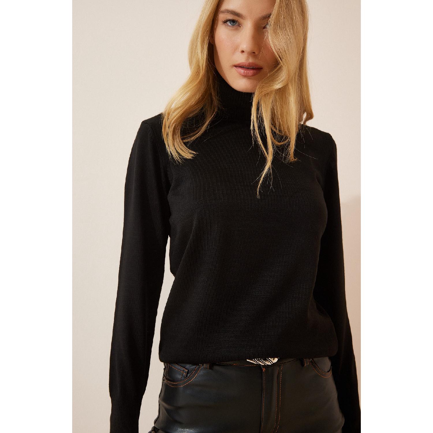 

Женская черная водолазка, легкий трикотаж с рукавами-воздушными шарами, свитер Dd01126 36