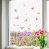 Double Sided Flowers Butterfly Wall Stickers Self-adhesive Wallpaper Decorative Wall Decal  Window