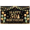 50th Celebration Display Triangular Bunting Golden Birthday Banner Birthday Celebration Banner Golden Glitter For Hotel