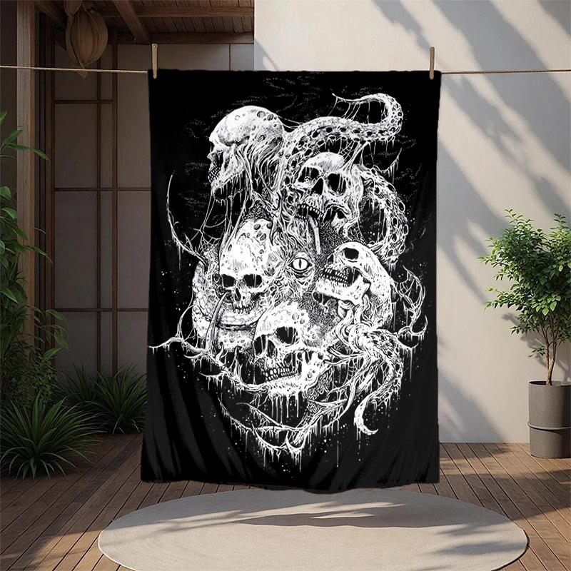 Gotische Totenkopf Flanelldecke Weich Warm Ganzjahresdecke, Design für Camping, Autoreisen, Wandern Sofa, Bett, Büro Perfektes Geschenk für Partys