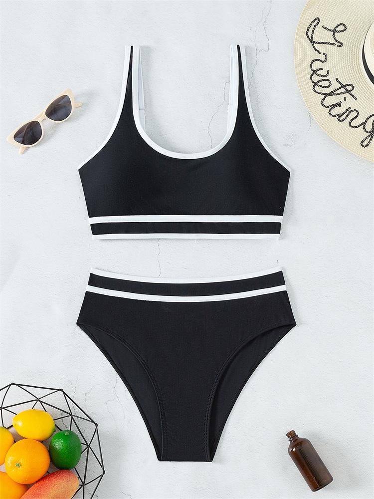 Bikini Damskie Kostium Kąpielowy Wysoki Stan 2024 Nowy Jednolity Zestaw Bikini Seksowne Stringi Strój Kąpielowy Dwuczęściowy Letni Strój Plażowy Kostium Kąpielowy Damski