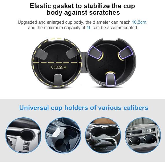 JINKEY Dual Cup Holder Expander For Car, 2 In 1 Multifunctional Large Car Cup Holder Expander Adapter With Expanded 2.69"- 3.94" Adjustable Base For