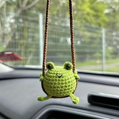 Acessórios de carro de animal de balanço tridimensional fofo feitos à mão crochê pingente decorativo de bolsa charmosa para mulheres decoração de pingente de espelho retrovisor presente