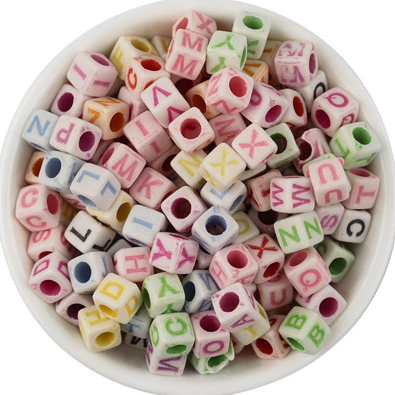100pcs/Lot Mixed Round Flat Acrylic Letter Beads Alphabet Digital Cube Loose Spacer Beads For Jewelry Making Diy Bracelet